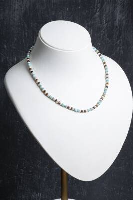 Sertifikalı Rodokrozit, Turkuaz Gümüş Kapama Doğal Taş Kolye - 3