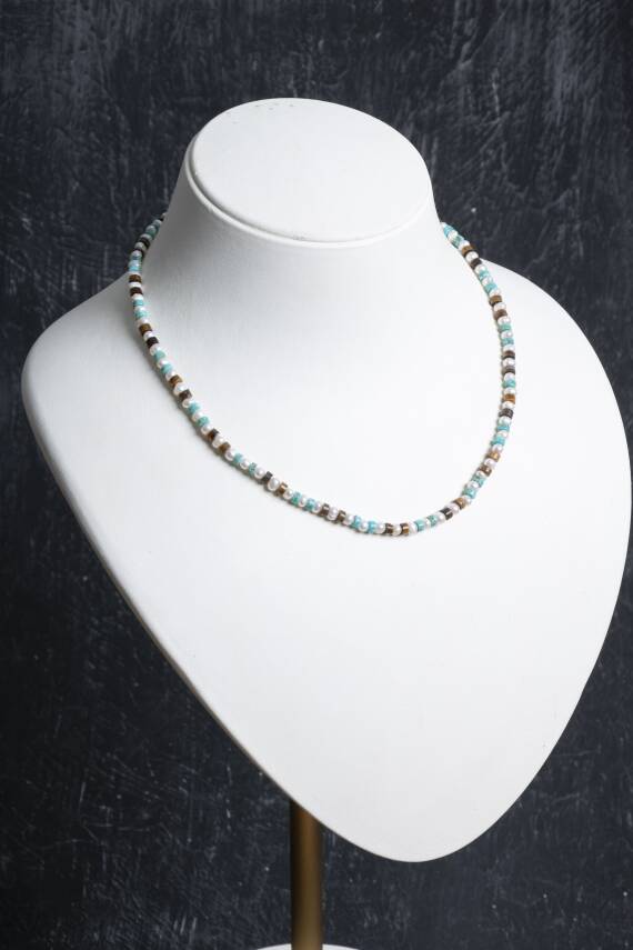 Sertifikalı Rodokrozit, Turkuaz Gümüş Kapama Doğal Taş Kolye - 3