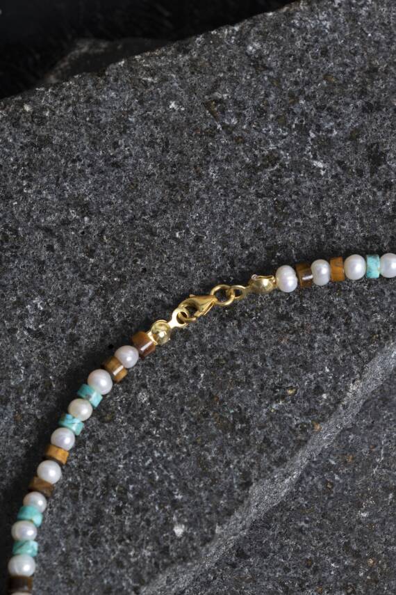 Sertifikalı Rodokrozit, Turkuaz Gümüş Kapama Doğal Taş Kolye - 4