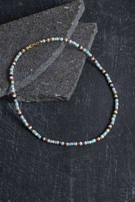 Sertifikalı Rodokrozit, Turkuaz Gümüş Kapama Doğal Taş Kolye - 5