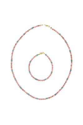 Sertifikalı Rodokrozit, Turkuaz Gümüş Kapama Doğal Taş Set - 2