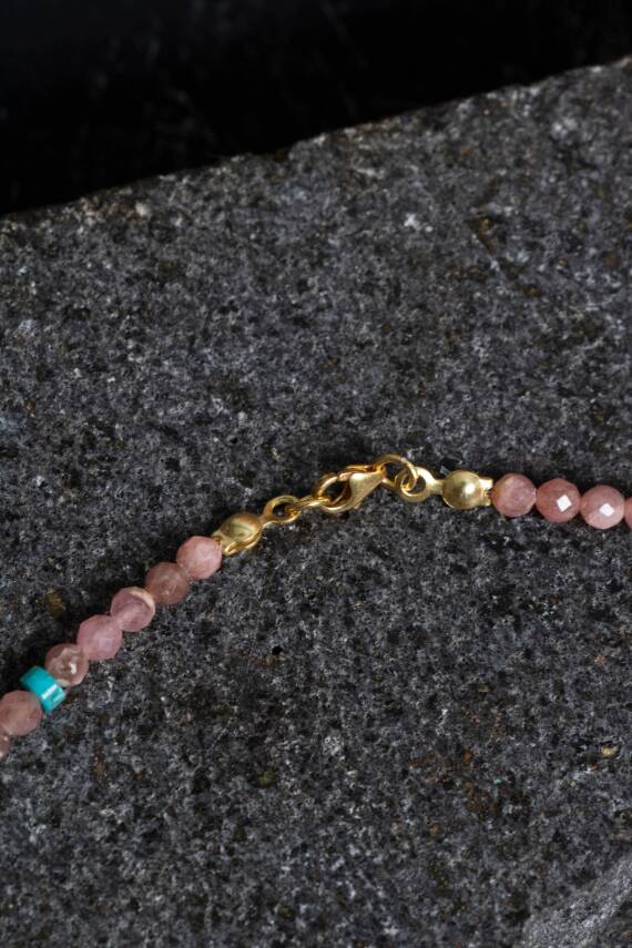 Sertifikalı Rodokrozit, Turkuaz Gümüş Kapama Doğal Taş Set - 3