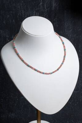 Sertifikalı Rodokrozit, Turkuaz Gümüş Kapama Doğal Taş Set - 4