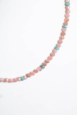 Sertifikalı Rodokrozit, Turkuaz Gümüş Kapama Doğal Taş Set - 5