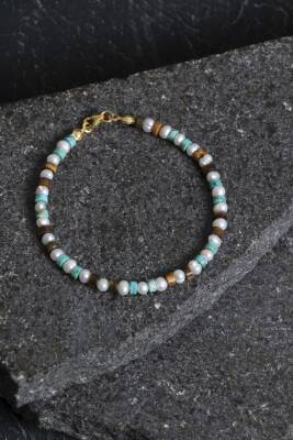 Sertifikalı Rodokrozit, Turkuaz Gümüş Kapama Doğal Taş Set - 7