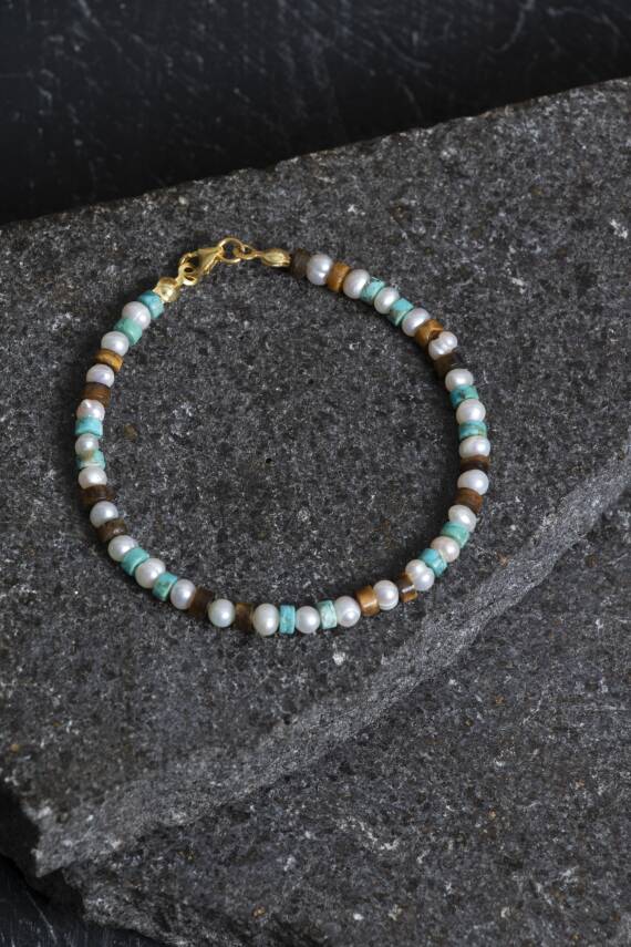 Sertifikalı Rodokrozit, Turkuaz Gümüş Kapama Doğal Taş Set - 7