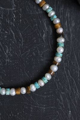 Sertifikalı Rodokrozit, Turkuaz Gümüş Kapama Doğal Taş Set - 8