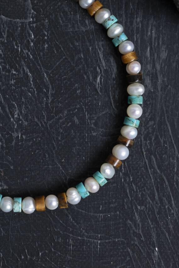 Sertifikalı Rodokrozit, Turkuaz Gümüş Kapama Doğal Taş Set - 8