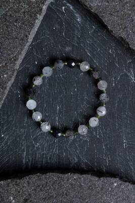 Sertifikalı Rutilli Kuvars, Yeşim Doğal Taş Bileklik (SK:399) - Osmanlı Doğal Taş