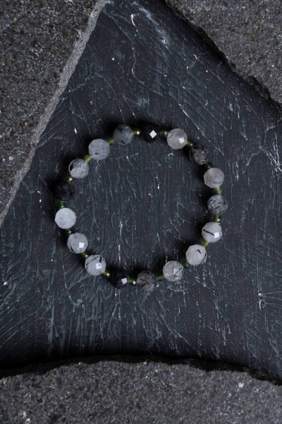 Sertifikalı Rutilli Kuvars, Yeşim Doğal Taş Bileklik (SK:399) - 1