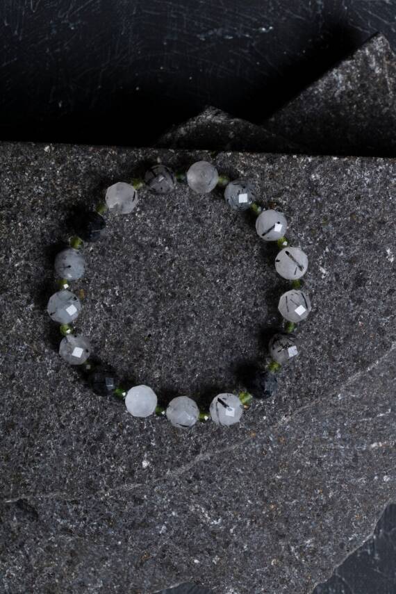 Sertifikalı Rutilli Kuvars, Yeşim Doğal Taş Bileklik (SK:399) - 2