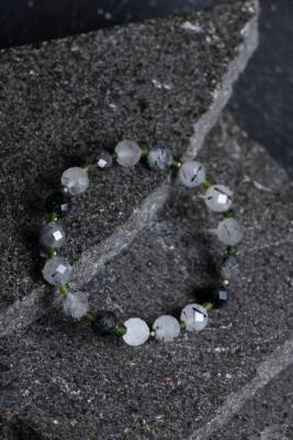 Sertifikalı Rutilli Kuvars, Yeşim Doğal Taş Bileklik (SK:399) - 3