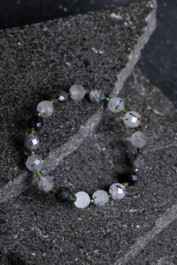 Sertifikalı Rutilli Kuvars, Yeşim Doğal Taş Bileklik (SK:399) - 3