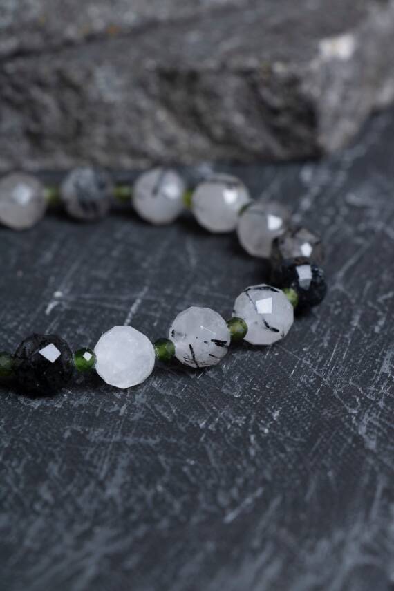 Sertifikalı Rutilli Kuvars, Yeşim Doğal Taş Bileklik (SK:399) - 4