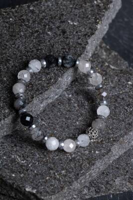 Sertifikalı Rutilli Kuvars Zirkon Aparatlı Doğal Taş Bileklik (SK:400) - 2