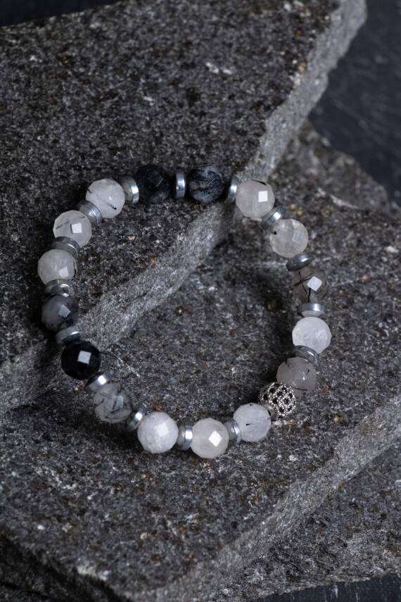 Sertifikalı Rutilli Kuvars Zirkon Aparatlı Doğal Taş Bileklik (SK:400) - 2