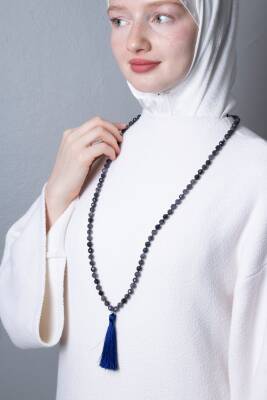 Sertifikalı Safir Elmas Kesim Fasetli Doğal Taş Tesbih Kolye 99luk - 8mm (SK:411) - 3