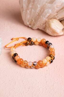 Sertifikalı Sakral Çakra Çift Sıra Doğal Taş Makrome Bileklik - Osmanlı Doğal Taş