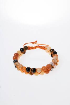 Sertifikalı Sakral Çakra Çift Sıra Doğal Taş Makrome Bileklik - 5