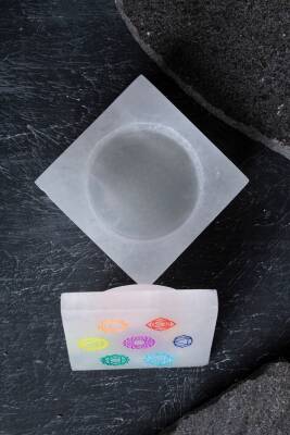 Sertifikalı Selenit Çakra Motifli Takı Kutusu - 2