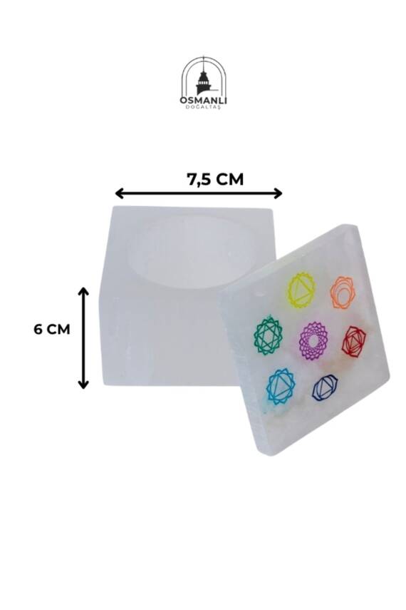 Sertifikalı Selenit Çakra Motifli Takı Kutusu - 4
