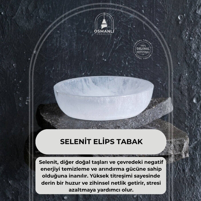 Sertifikalı Selenit Elips Tabak no.5 - 2
