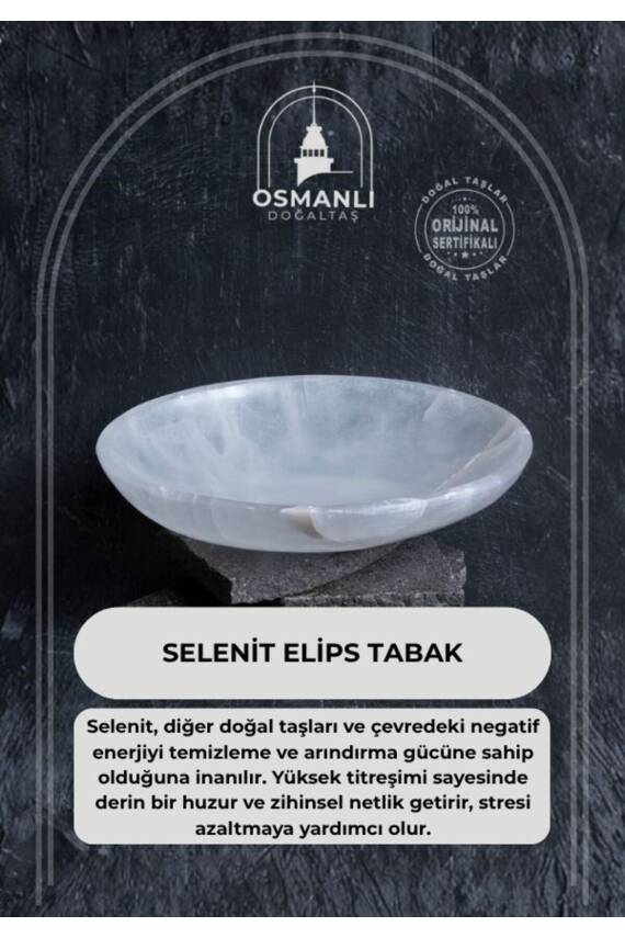 Sertifikalı Selenit Elips Tabak no.7 - 1