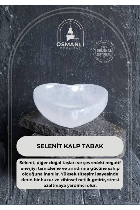 Sertifikalı Selenit Kalp Tabak no.3 - 1