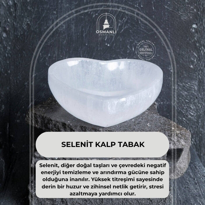 Sertifikalı Selenit Kalp Tabak no.3 - 2