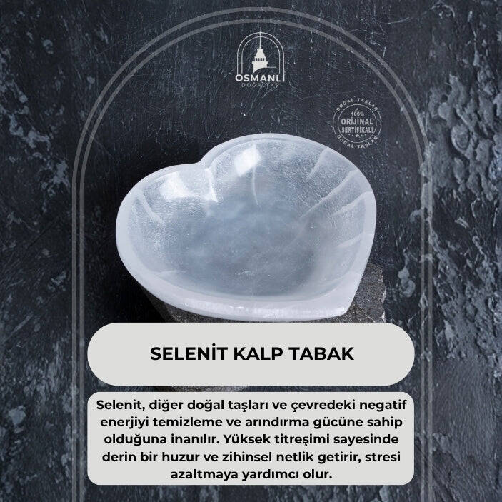 Sertifikalı Selenit Kalp Tabak no.5 - 2