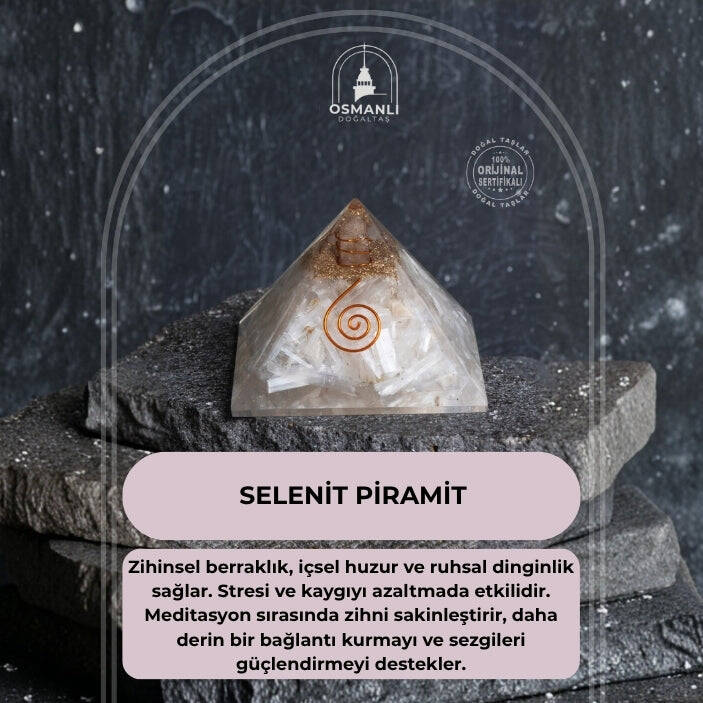 Sertifikalı Selenit Piramit - 2