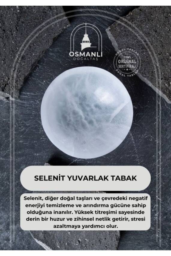 Sertifikalı Selenit Yuvarlak Tabak no.4 - 1