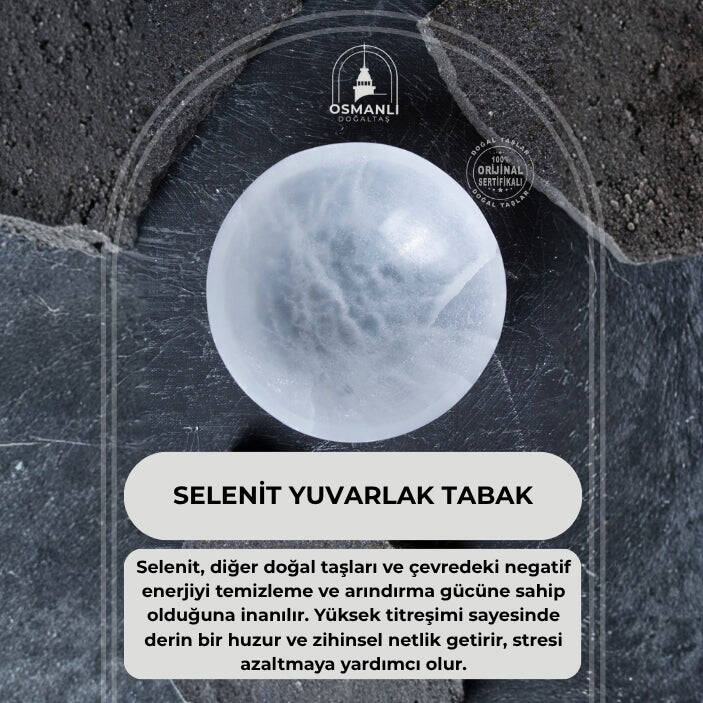 Sertifikalı Selenit Yuvarlak Tabak no.4 - 2