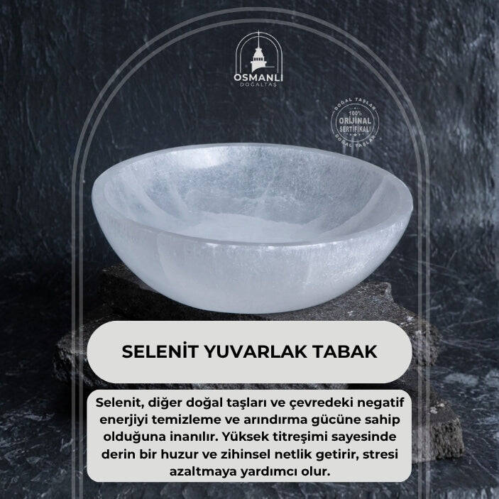 Sertifikalı Selenit Yuvarlak Tabak no.5 - 2