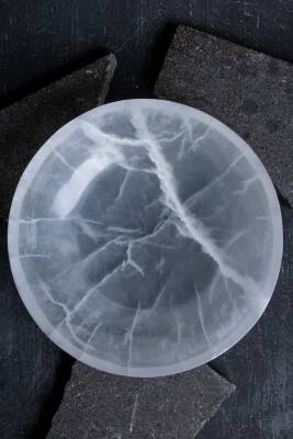 Sertifikalı Selenit Yuvarlak Tabak no.6 - Osmanlı Doğal Taş
