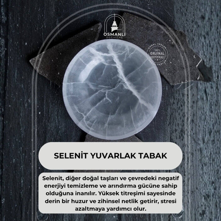 Sertifikalı Selenit Yuvarlak Tabak no.6 - 2