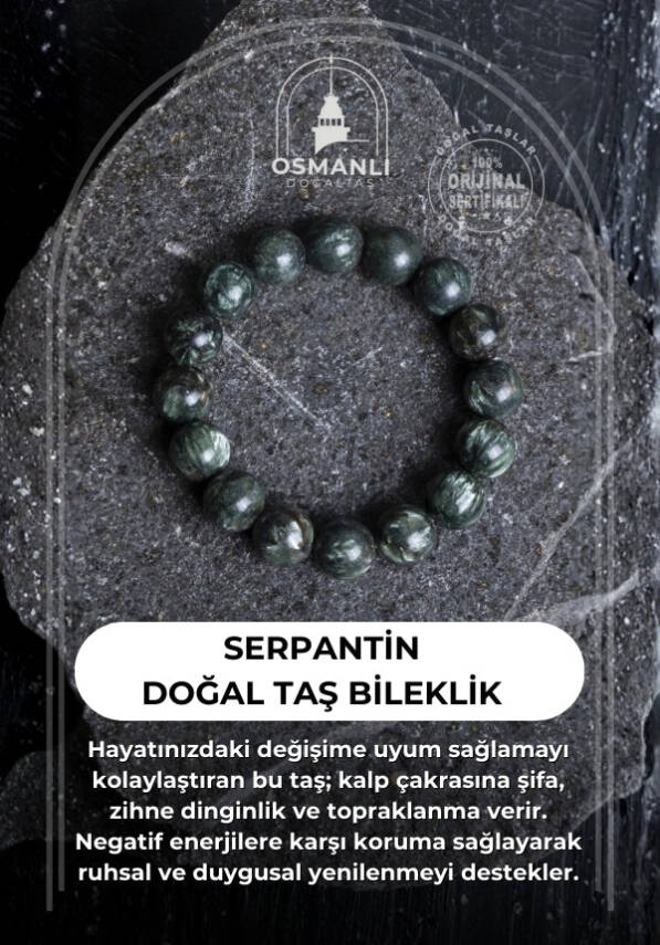 Sertifikalı Serpantin Doğal Taş Bileklik - 2