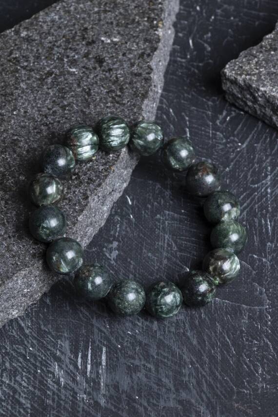 Sertifikalı Serpantin Doğal Taş Bileklik - 5