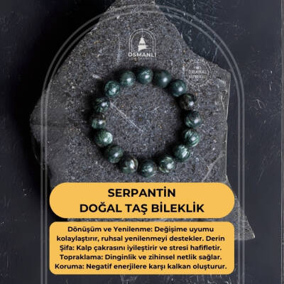 Sertifikalı Serpantin Doğal Taş Bileklik - 2