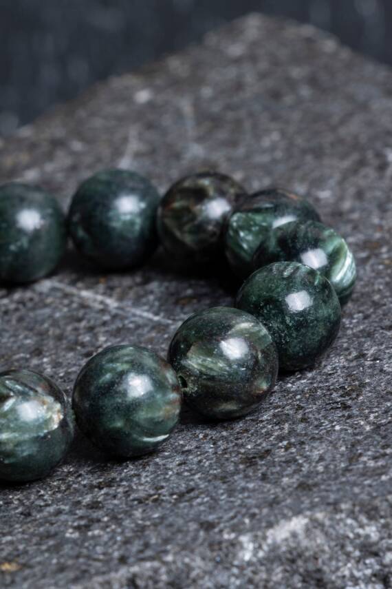 Sertifikalı Serpantin Doğal Taş Bileklik - 5