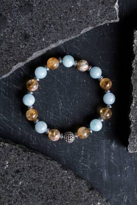 Sertifikalı Sitrin, Akuamarin, Kuvars Zirkon Aparatlı Doğal Taş Bileklik (SK:174) - Osmanlı Doğal Taş