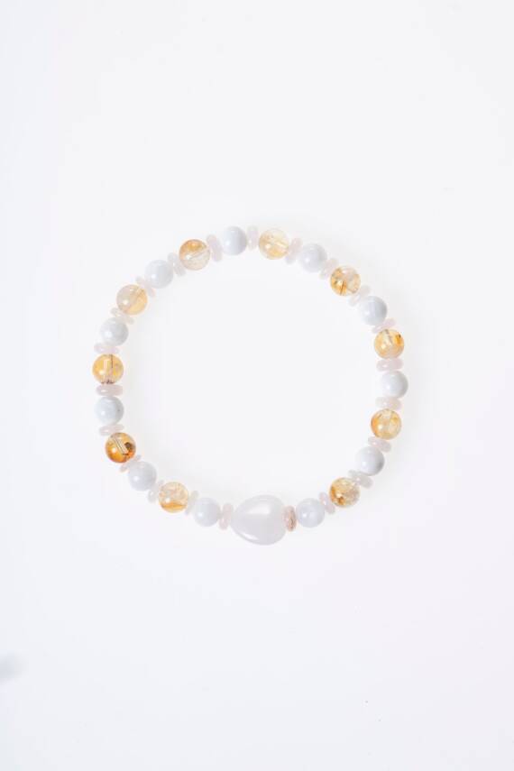 Sertifikalı Sitrin, Ay Taşı, Pembe Kuvars Doğal Taş Bileklik (SK:277) - 6