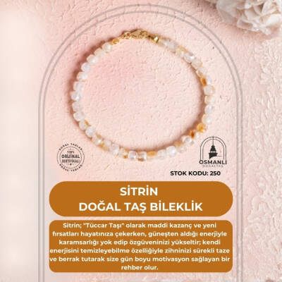 Sertifikalı Sitrin Doğal Taş Bileklik (SK:250) - 2