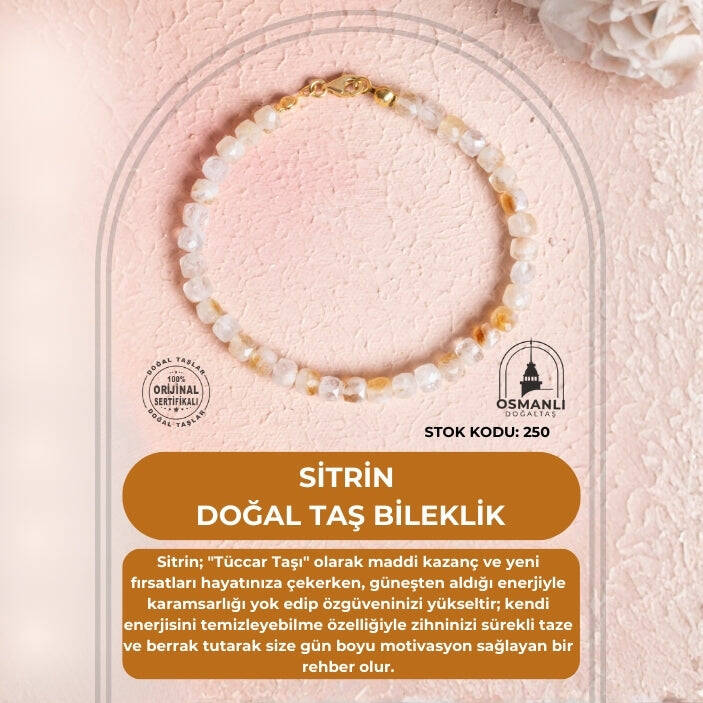 Sertifikalı Sitrin Doğal Taş Bileklik (SK:250) - 2