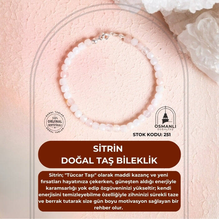 Sertifikalı Sitrin Doğal Taş Bileklik (SK:251) - 2