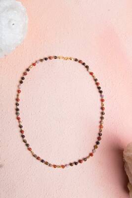 Sertifikalı Sitrin Florit İnci Dumanlı Kuvars Doğal Taş Kolye - 3