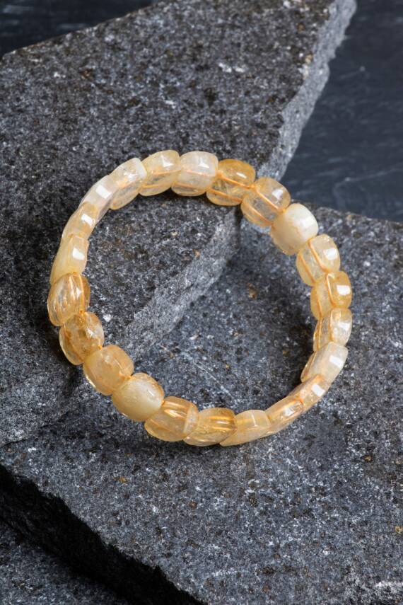 Sertifikalı Sitrin Geniş Kesim Doğal Taş Bileklik - 1