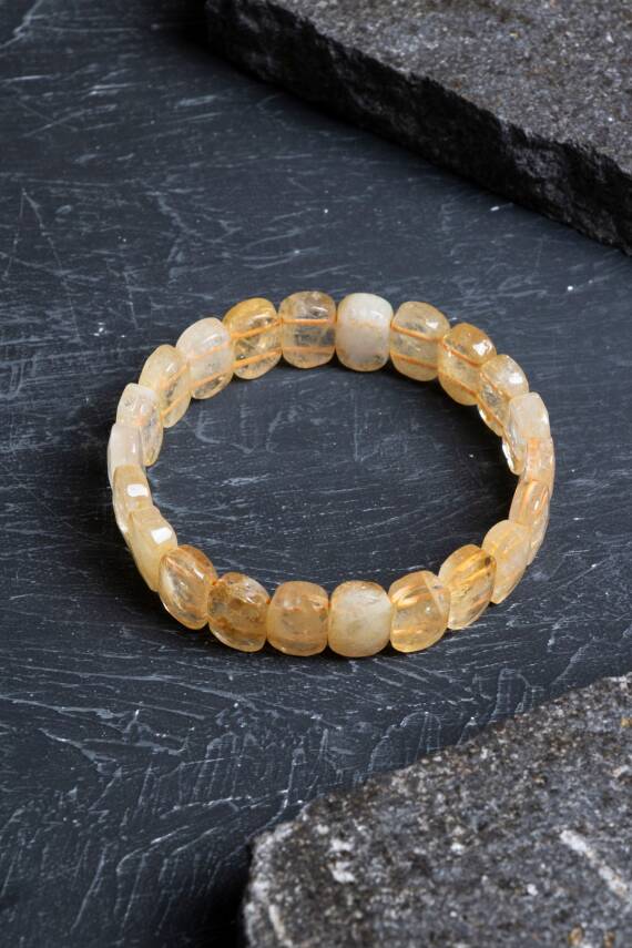 Sertifikalı Sitrin Geniş Kesim Doğal Taş Bileklik - 3