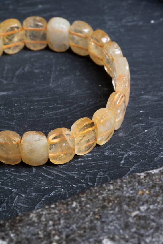 Sertifikalı Sitrin Geniş Kesim Doğal Taş Bileklik - 4