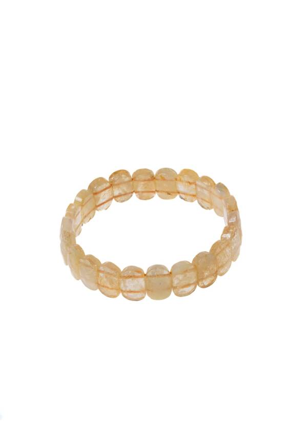 Sertifikalı Sitrin Geniş Kesim Doğal Taş Bileklik - 5